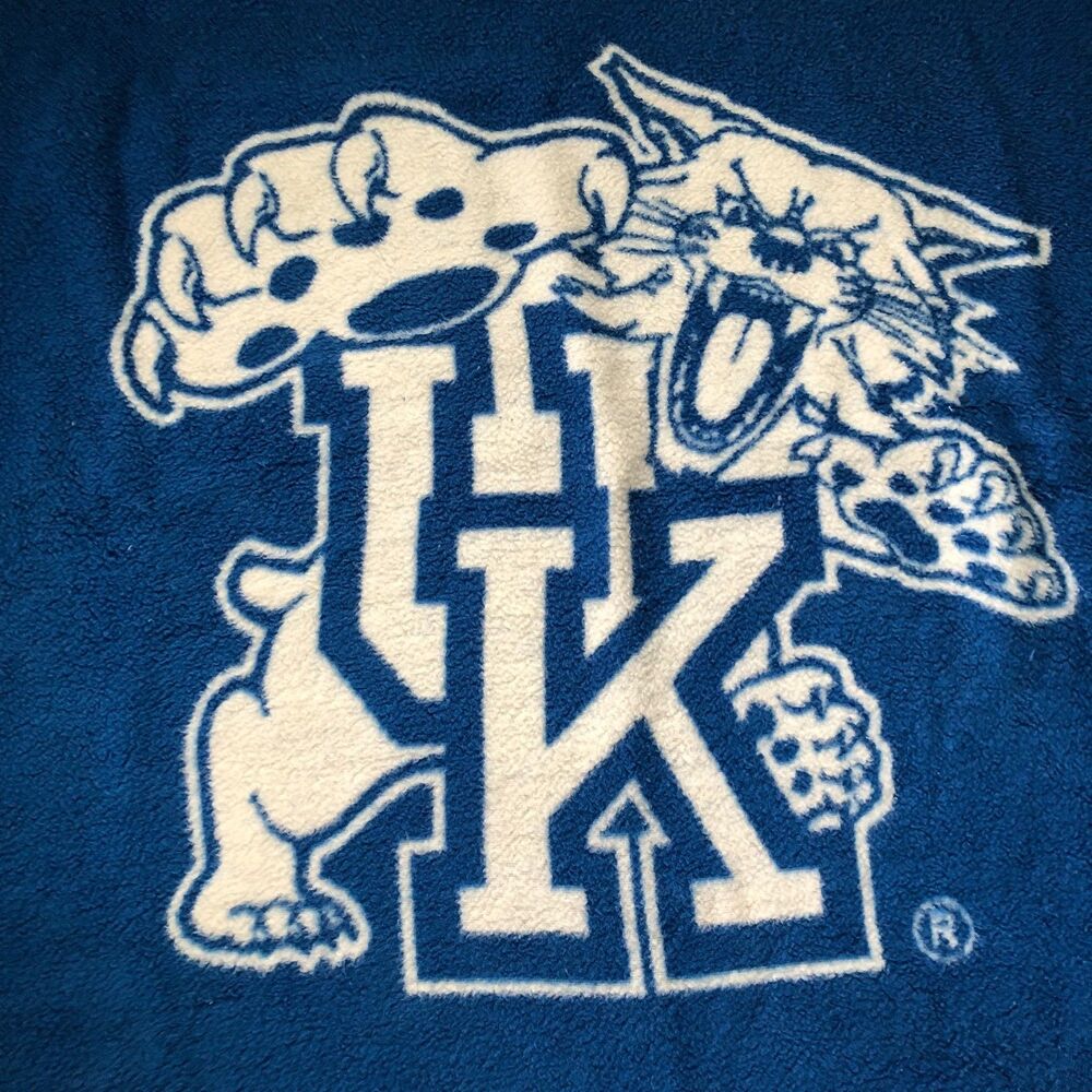 Kentucky Wildcats Biederlack Acrylic Throw Blanket Blue White 56x50" UK VINTAGE
